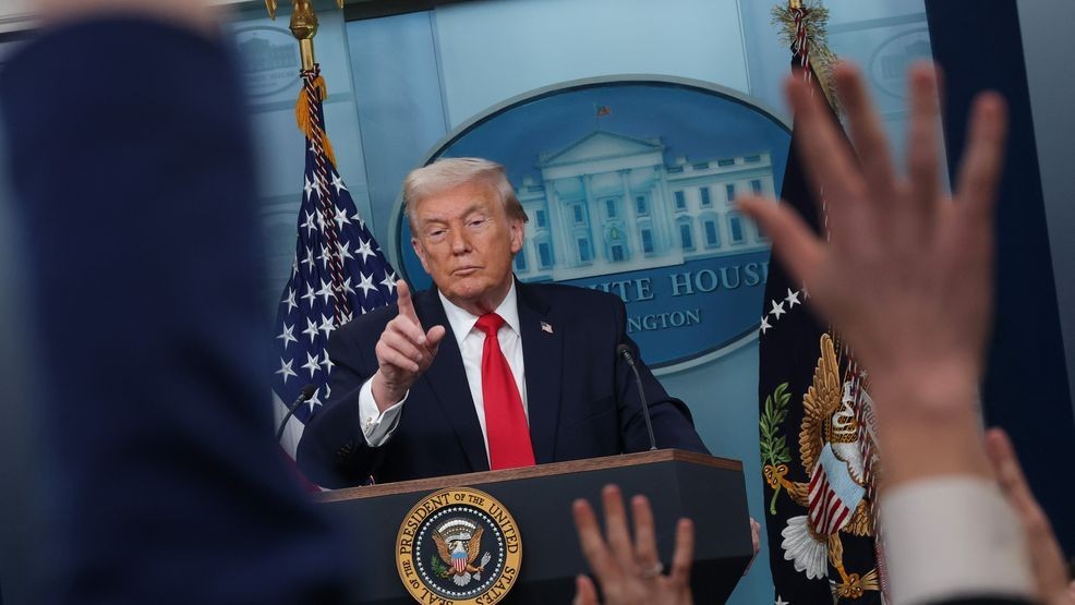 President Donald Trump takes questions from the media Jan. 20, 2026, in Washington. (Photo by Kevin  Dietsch/Getty Images)