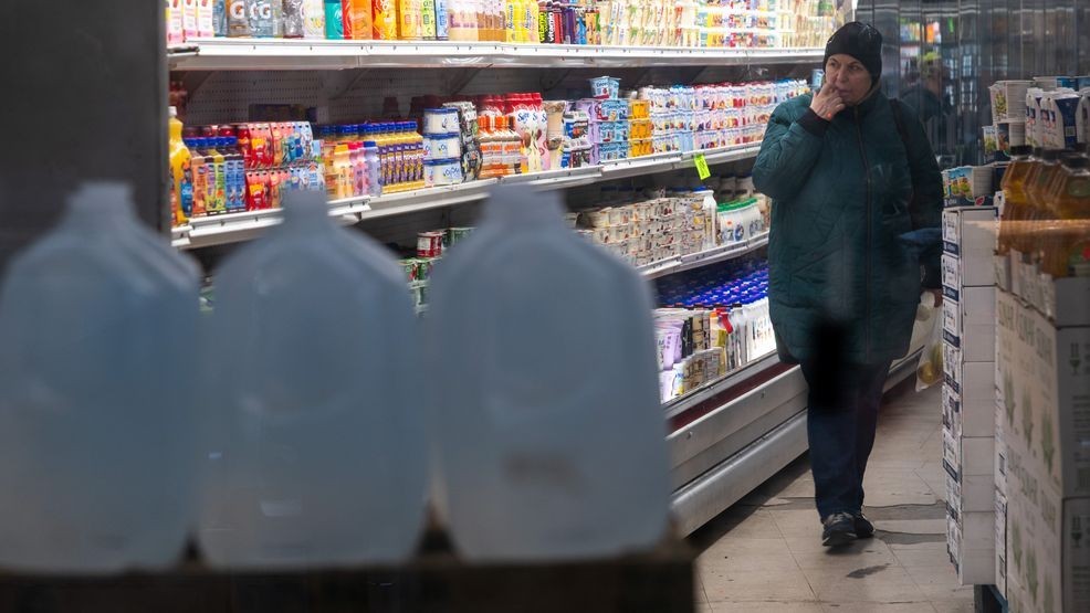 FILE - People shop at a grocery store in Brooklyn on Dec. 12, 2025. (Photo by Spencer Platt/Getty Images)
