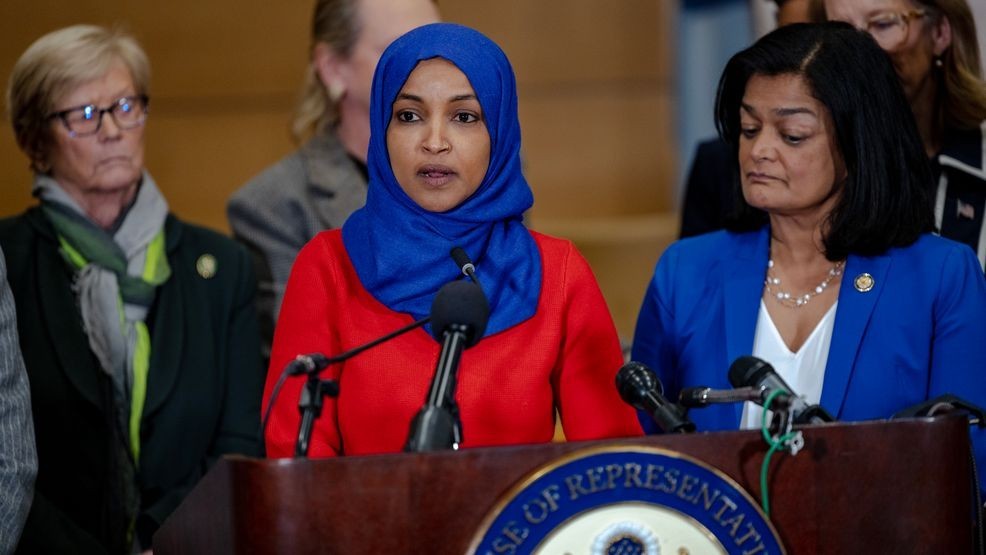 ST PAUL, MINNESOTA - JANUARY 16: U.S. Rep. Ilhan Omar (D-MN) speaks at a press conference after a field hearing at the Minnesota Senate Building on January 16, 2026 in St Paul, Minnesota. Democrats attend the field hearing titled Kidnapped and Disappeared: Trump's Deadly Assault on Minnesota, where local citizens and politicians speak about Immigration Operation "Metro Surge". (Photo by Jim Vondruska/Getty Images)