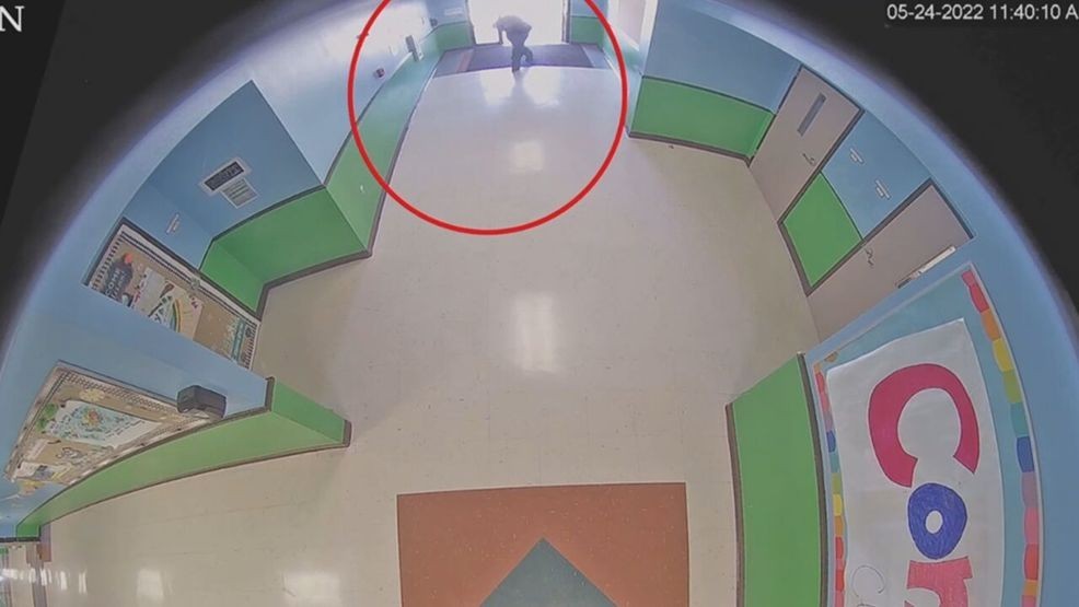 A photo shows the gunman entering Robb Elementary on the day of the shooting. (SBG{ } San Antonio)