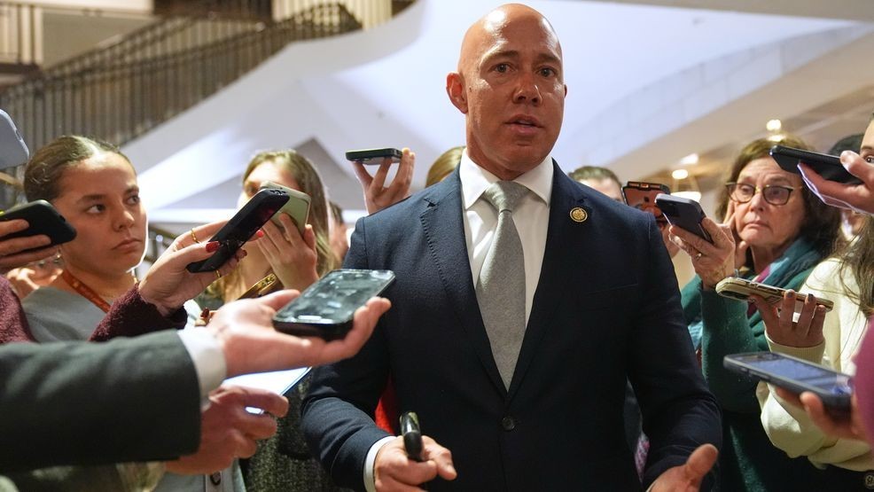 Rep. Brian Mast, R-Fla., speaks to reporters at the U.S. Capitol Monday, Jan. 5, 2026, in Washington, after a closed-door briefing about President Donald Trump directing U.S. forces to capture Venezuelan President Nicolas Maduro. (AP Photo/Jacquelyn Martin)