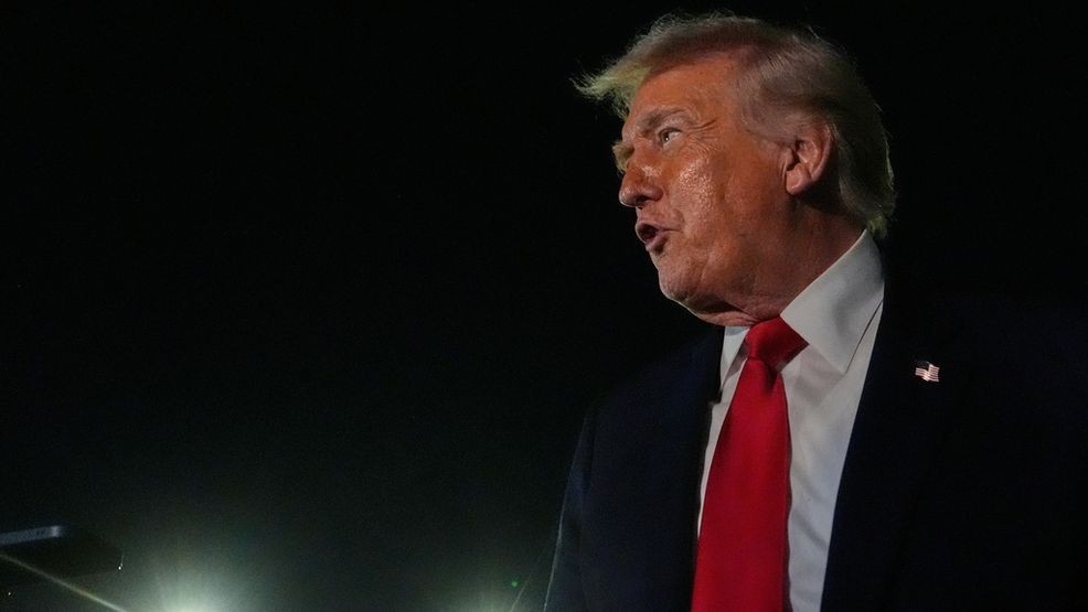 President Donald Trump speaks to reporters before boarding Air Force One at{ }Palm Beach International Airport, Monday, Jan. 19, 2026, in West Palm Beach, Fla. (AP Photo/Julia Demaree Nikhinson)