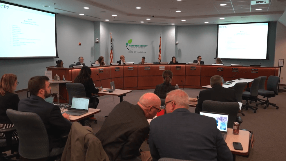 Frustrated taxpayers spoke out during Monday's Harford County Board of Education meeting (WBFF)