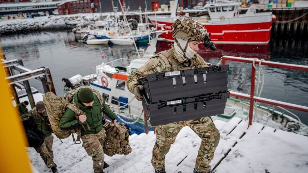 Danish soldiers disembark at the harbor in Nuuk, Greenland, on Sunday, Jan. 18, 2026. (Mads Claus Rasmussen/Ritzau Scanpix via AP)