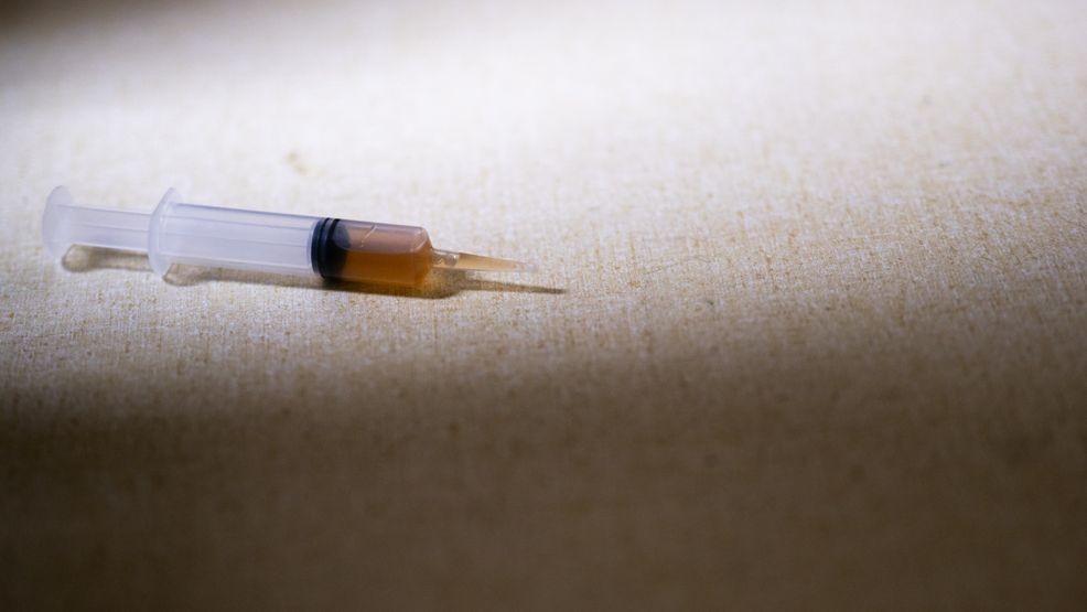 ST. PAUL, MINNESOTA - JANUARY 27: The syringe an individual used in an attempted attack on Rep. Ilhan Omar (D-MN) during a town hall meeting at the Urban League Twin Cities facility is seen on January 27, 2026 in Minneapolis, Minnesota. A person holding a syringe charged Omar's podium while she spoke to community members. Protests and demonstrations continue around Minneapolis in the aftermath of the killings of Alex Pretti and Renee Nicole Good by federal law enforcement.  (Photo by Brandon Bell/Getty Images)