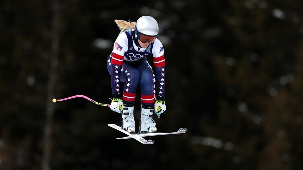 CORTINA D'AMPEZZO, ITALY - FEBRUARY 06: Lindsey Vonn of Team United States skis during the Women's Downhill training on day zero of the Milano Cortina 2026 Winter Olympics at Tofane Alpine Skiing Centre on February 06, 2026 in Cortina d'Ampezzo, Italy. (Photo by Al Bello/Getty Images)