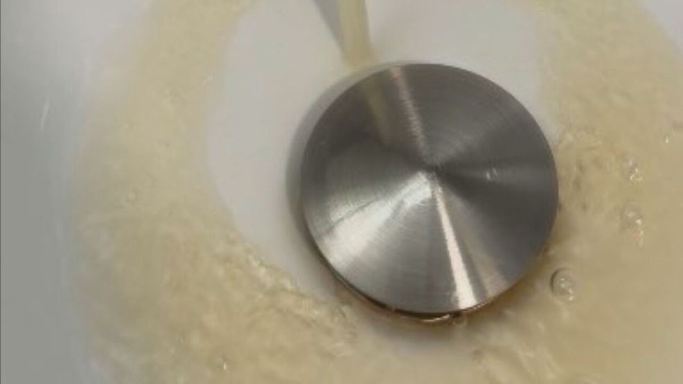 APRIL 8, 2026 - Photo of discolored tap water in Bowie, Maryland. (7News)