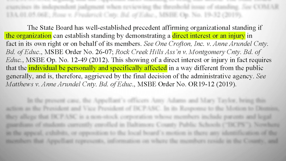 {em}Legal precedent, according to the order, states the organization filing the appeal must have a “direct interest or an injury” resulting from the action (WBFF){/em}