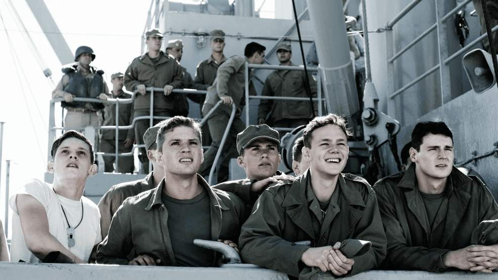 Jamie Bell, Ryan Phillippe, Joseph Cross, Benjamin Walker, and Scott Eastwood in "Flags of Our Fathers." (Courtesy: Paramount Pictures)