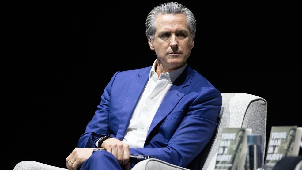SAN FRANCISCO, CALIFORNIA - FEBRUARY 28: California Gov. Gavin Newsom sits at an event promoting his book "Young Man in a Hurry" on February 28, 2026 in San Francisco, California. Newsom's book, which he discussed with Journalist Kara Swisher on stage, reflects on his life and career. (Photo by Benjamin Fanjoy/Getty Images)