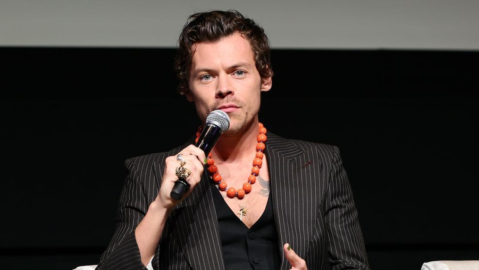 TORONTO, ONTARIO - SEPTEMBER 11: Harry Styles speaks onstage at the "My Policeman" Press Conference during the 2022 Toronto International Film Festival at TIFF Bell Lightbox on September 11, 2022 in Toronto, Ontario. (Photo by Matt Winkelmeyer/Getty Images)