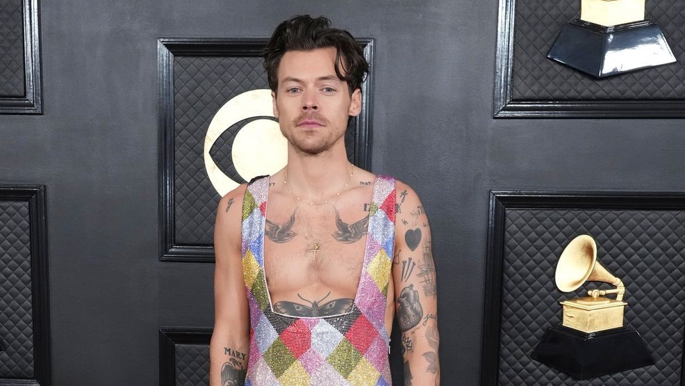 Harry Styles arrives at the 65th annual Grammy Awards on Sunday, Feb. 5, 2023, in Los Angeles. (Photo by Jordan Strauss/Invision/AP)