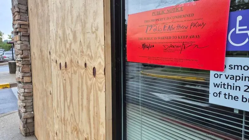 On Sunday afternoon, FOX45 crews saw the building was boarded up with a public notice taped on the window declaring the property as condemned. (WBFF)