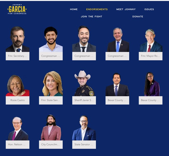 Johnny Garcia Endorsements Page image