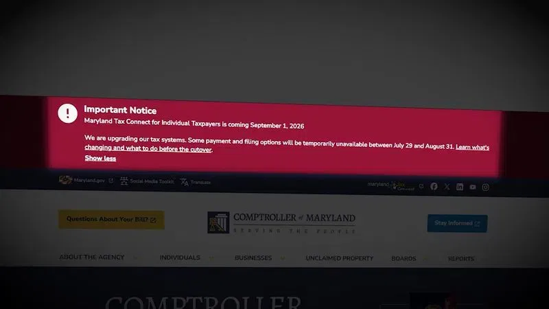 Disclosure listed on the Maryland Comptroller's website about Tax Connect. (Graphic: Zackary Lang/Spotlight on Maryland)