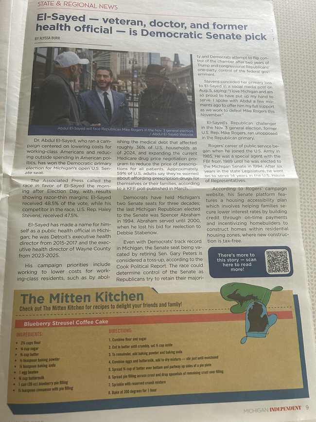Newspaper calls El-Sayed a "veteran" image