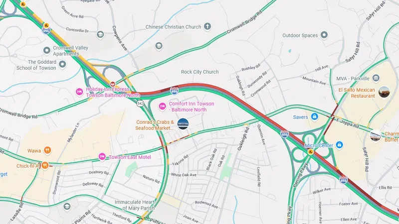 Crash on I-695 outer loop near Security Boulevard closes lane, shoulder in Baltimore County (Maryland State Highway Administration)