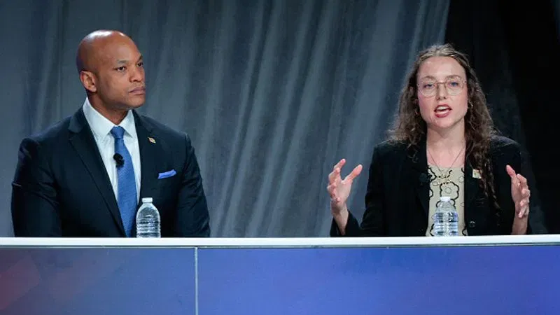 WASHINGTON, DC - MARCH 10: Maryland Governor Wes Moore (L) and West Hollywood, California, Mayor Chelsea Byers hold a panel discussion about emergency preparedness for natural and man-made disasters during the National League of Cities: Congressional City Conference at the Marriott Marquis on March 10, 2025 in Washington, DC. According to the league, more than 2,000 state and local government officials from across the United States attend the conference to share legislative priorities and policy ideas with members of Congress and the administration and participate in leadership training. (Photo by Chip Somodevilla/Getty Images)