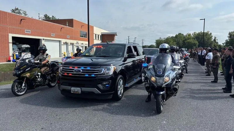 Several law enforcement and first responder agencies gather to recognize Joey Stanger, 10, during a daylong celebration in Upper Marlboro, Md. on Sept. 2, 2026. (Brad Bell/7News)