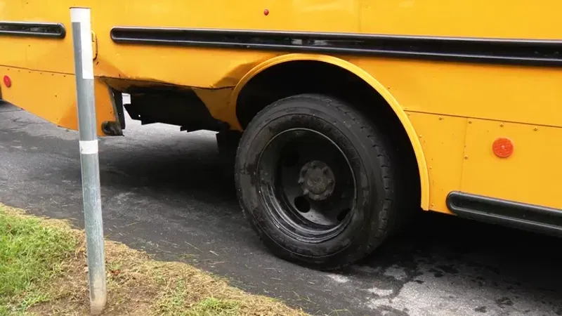 A photo at the scene of a Montgomery County school bus crash on Sept. 11, 2026. (Joe Ball/7News)
