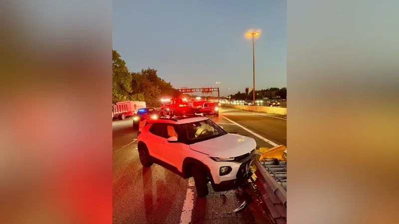 Vehicle crashes into guardrail on I-270 on Sept. 30, 2026. (MCFRS)