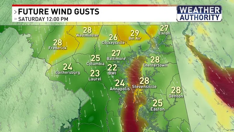 Future Wind Gusts Saturday