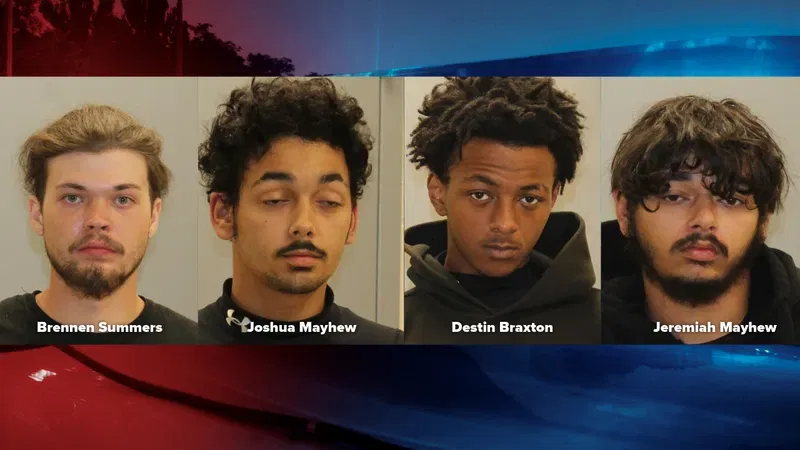 Five people, including a teen, were arrested after a reported home invasion and assault early Tuesday in Mount Airy, Maryland. (Frederick County Sheriff's Office)