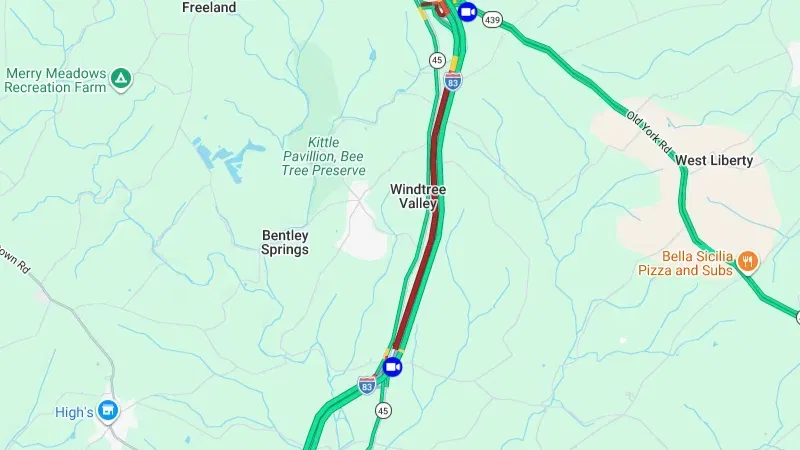 Crash on I-83 south at York Road exit closes two lanes in Baltimore County