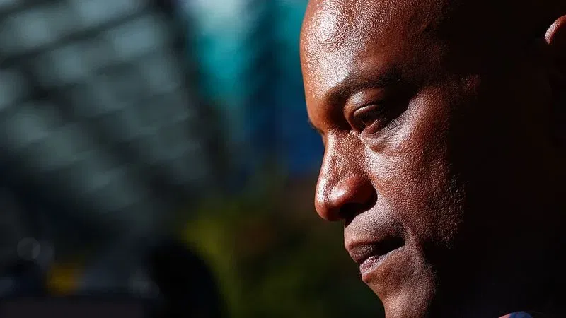 SILVER SPRING, MARYLAND - OCTOBER 22: Maryland Governor Wes Moore speaks to attendees during a get out to vote rally outside the polling center at the Silver Spring Civic Building on October 22, 2026 in Silver Spring, Maryland. Local candidates joined voters on the first day of early voting in Maryland. (Photo by Finn Gomez/Getty Images)