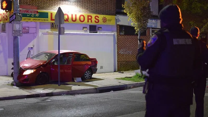 Police discuss the events leading up to a fatal crash at the intersection of Harford Road and Homestead Street on Friday. (WBFF / Maggie Ybarra)